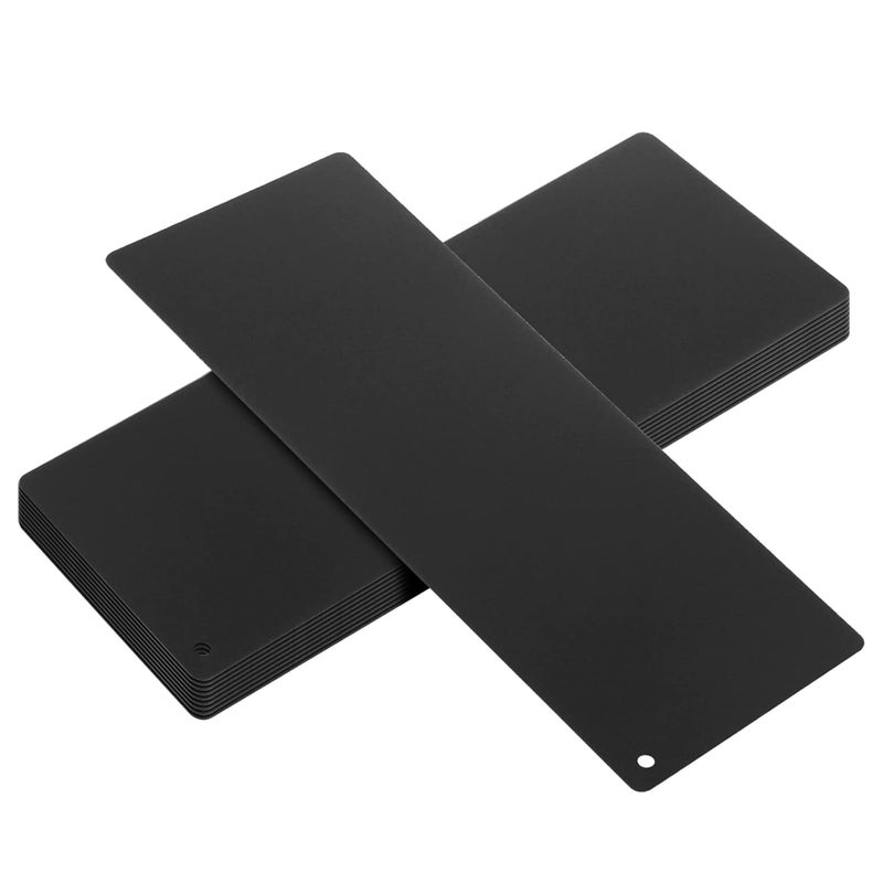 eoere 10 PCS 11-7/8" x 4" Black Steel Plate Sheet, Metal Flat Board Mending Rectangle Plate, Fixing Repair Timber Connector, Thickness 1/64" - Image 1